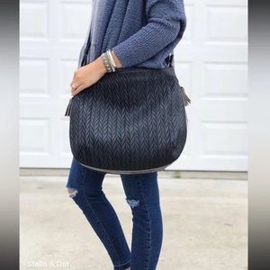 Stella & Dot Textured Black Crossbody Bag